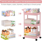 Volnamal Diaper Caddy, 3 Tier Rolling Cart - Image 3