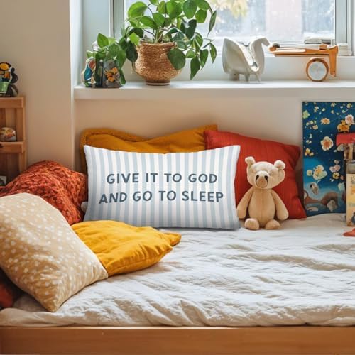 Give It to God and Go to Sleep 12x20 Pillow Cover, Christian Home Decor - Image 4