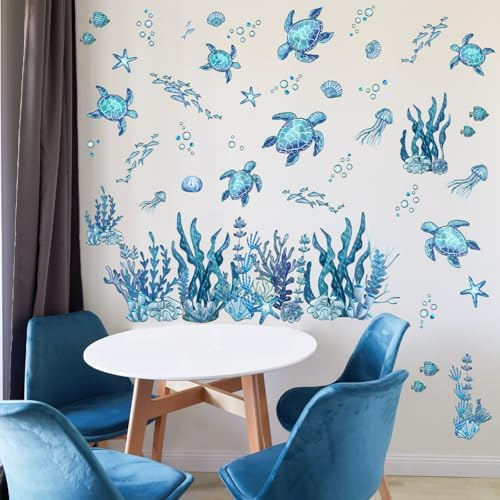 31.5x28.74 Inch Watercolor Ocean Wall Decals - Image 4