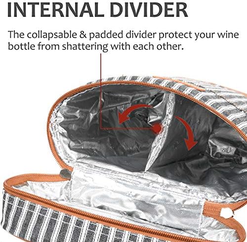 Tirrinia 2 Bottle Insulated Wine Tote Carrier Bag - Image 3