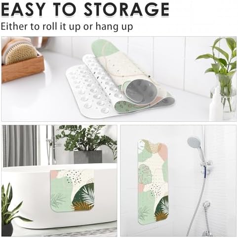 Bathtub Shower Mat 40X16 Inch, for Toddler, Boho Leaves - Image 7