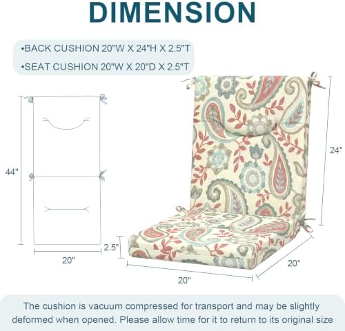 DYTXIII Outdoor High Back Chair Cushions Set of 2, 44x20 in Water Repellent - Image 3