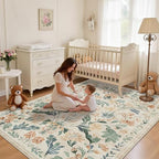 5x7 Area Rugs Boho Floral Washable Living Room Rug Neutral Carpet Nursery - Image 3