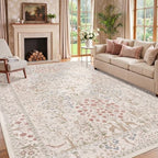 Floral Animal Rugs for Living Room 8x10, Low Pile Thin Washable Area Rug for by Jainmy