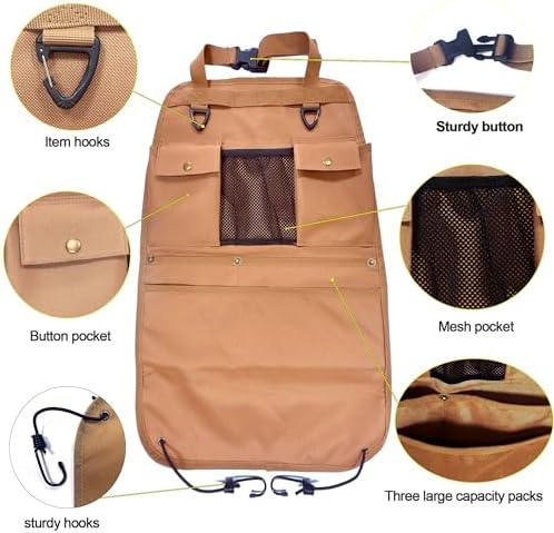 Car Seat Back Organizer with Multiple Pockets and Hooks - Image 3