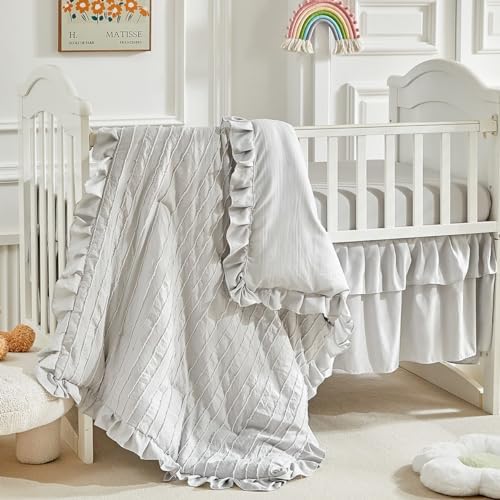 3 Pieces Tufted Stripes Crib Bedding Set by Flysheep