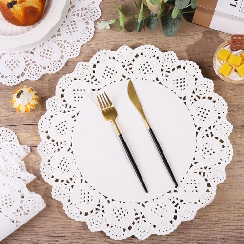 MCEAST 100 Pack Round White Paper Doilies 13.5 Inches Lace Paper Place Mats by MCEAST