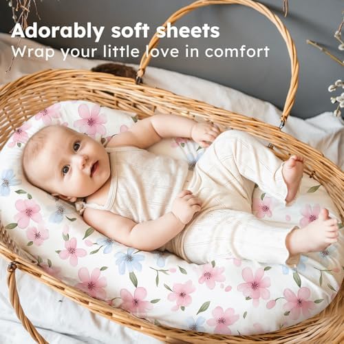 Baby Bassinet Sheets Girl, 3 Pack Fitted Bassinet Mattress Sheets, Compatible - Image 5