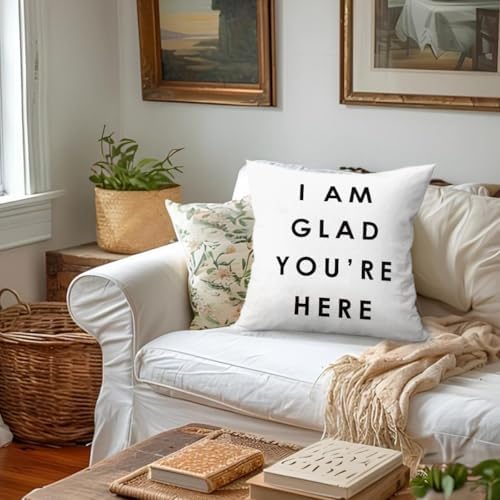 Classroom Decor Pillow Covers 18x18, I'm Glad You're Here Decorative Throw - Image 4