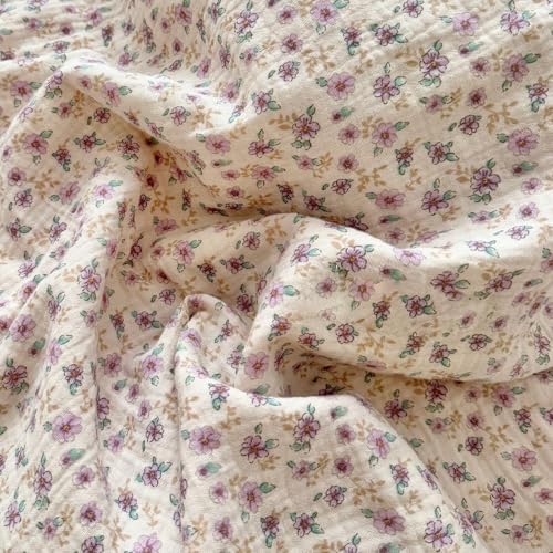 BuLuTu Purple Floral Muslin Cotton Ruffles Pillowcase - Image 3