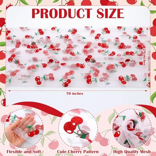 4 Pcs Cherry Table Runners 29 X 70 Inch Glitter Tulle Lace - Image 3