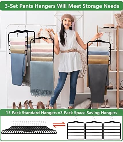 Closet Organizers and Storage, 3 Pack Pants Hangers Space Saving - Image 3