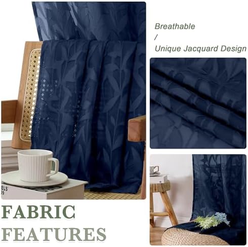Lecloud Leia Navy Blue Sheer Curtains - Image 4