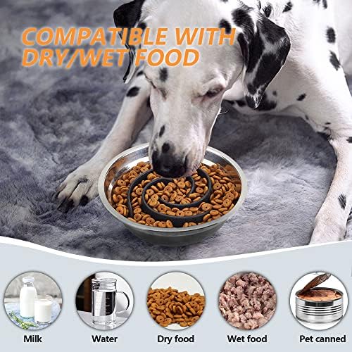 Slow Feeder Dog Bowls Insert, Animire Soft Silicone Slow Eating Dog Food Bowl - Image 2