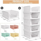 caktraie 5 Pack Stackable Closet Storage Basket - Image 3