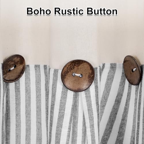 ASPMIZ Cotton Linen Farmhouse Curtains Boho Rustic Button Panel, Linen Window - Image 3