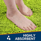 Chenille Bathroom Rug 26"x44" Lime Green, Non-Slip Plush Bath Mat - Image 4