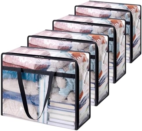 Lifewit 45L Clear Clothes Storage Bags, Plastic Foldable Blanket Storage Bag by Lifewit