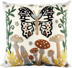 Embroidered Throw Pillow Cover, 20x20 Inch, Butterfly Moon by Kokaaee