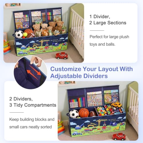 Toy Box with Adjustable Divider Large Toy Chest Storage - Image 2
