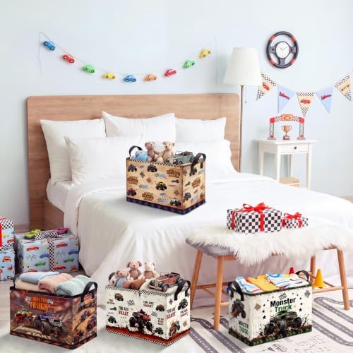 4 Pcs Race Car Storage Basket for Gifts Large Monster Truck Storage Bins - Image 6