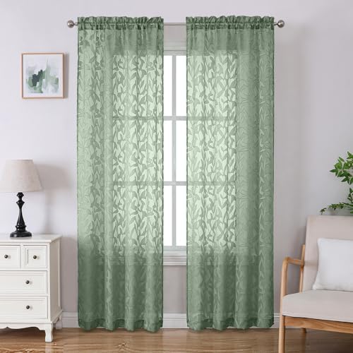 Lecloud Leia Sheer Curtains 84 Inches Long 2 Panels by Lecloud