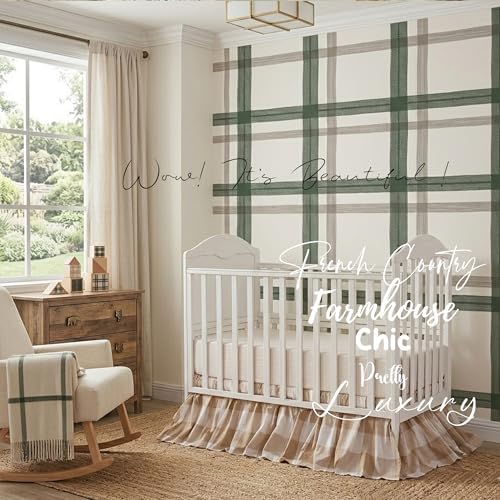 Brandream Gingham Gathered Cotton Crib Skirt - Image 3