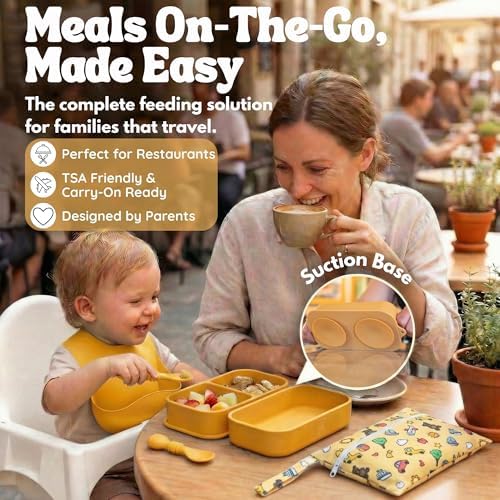 Baby Travel Feeding Set with Silicone Suction Plates - Image 2