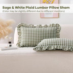 2 Pack Sage Green Gingham Lumbar Throw Pillow Shams 12''x20'' - Image 2