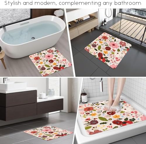 Bathtub Mat Non Slip, Flower Square Bath tub Mat Shower Floor Mat - Image 6