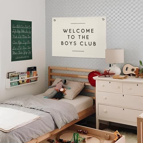 Boys Club Banner, Boys Playroom Kids Room Decor, Playroom Essentials, Linen - Image 2