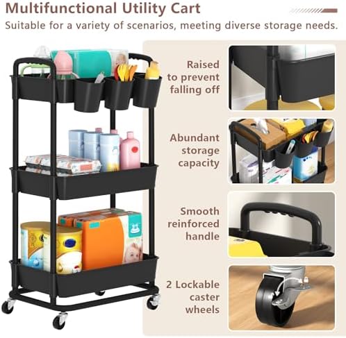 Baby Diaper Caddy, Locking Rolling Cart - Image 7
