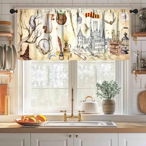 Witchy Magic Valance for Kids Room, Gothic Magical Vintage Castle Bookshelf - Image 3