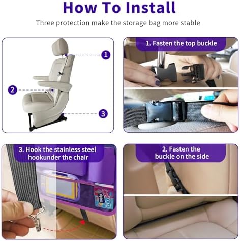 Car Backseat Organizer with Tray, Seat Back Table Holder with 6 Storage Pockets - Image 7