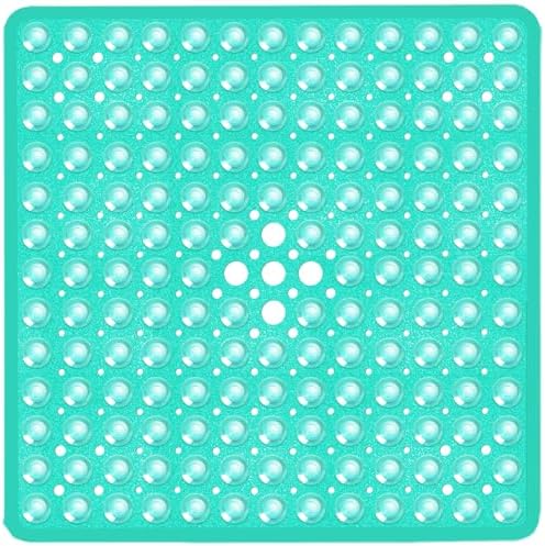 Square Shower Mat Bathtub Bath Mat Non Slip Clear Green 21"x21" by NaolotureHome