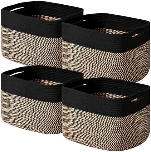 ICERZCZ Storage Baskets for Shelves Organizing, Woven Cotton Rope Baskets for by ICERZCZ
