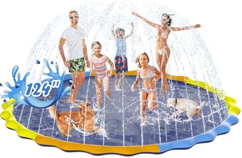 Instraella Splash Pad for Kids and Dogs, 124in Non-Slip Sprinkler Mat 0.5mm by Instraella