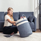 YOUDENOVA Cotton Rope Laundry Hamper Basket, 72L Blanket Basket - Image 2