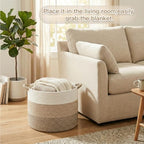 Artfeel 100L Large Cotton Rope Basket, Decorative Woven Blanket Storage - Image 4