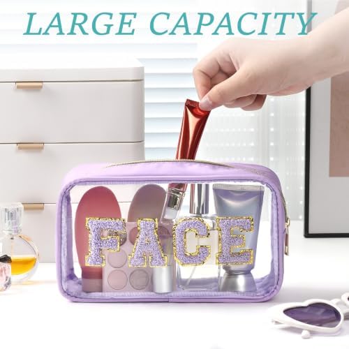 4 Pcs Beach Toiletry Bag Clear Chenille Letter Pouch Diaper Bag Organizer - Image 3
