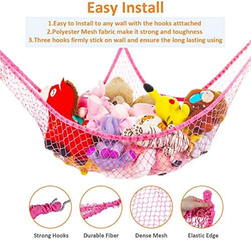 Toy Hammock for Stuffed Animals, Stuffed Animal Hammock Net Jumbo Plush Toy - Image 2