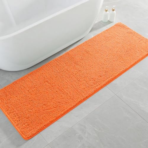 Polyester Bathroom Runner Rug 24"x72" Orange, Soft Shaggy Bath Mat by Kildoss