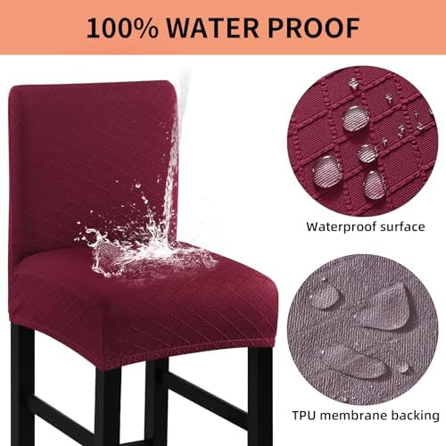 Fuloon Waterproof Barstool Covers Chair Slipcovers, 4 Pack - Image 3