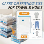 Vacuum Storage Bags with Hand Pump, Vacuum Seal Space Saver Bags, 12 Small - Image 3