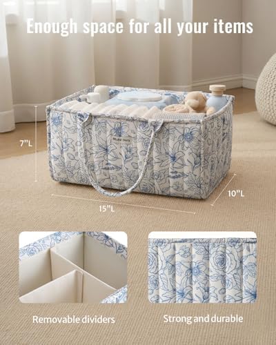 Blissful Diary Floral Diaper Caddy Organizer, Storage Basket - Image 3