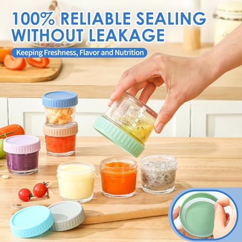 DRKIO 6 pcs Baby Food Storage Containers 4 Oz Small Glass Jars - Image 4
