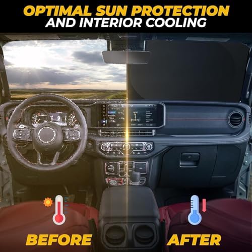 Autovir Windshield Sun Shade for Jeep, 280T UV Sun Blocker, Visor Shield - Image 2