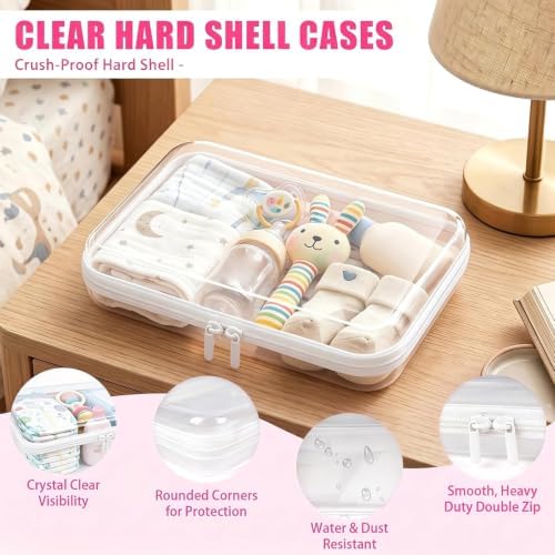 5 Pack Large Clear Hard Shell Zipper Case, Diaper Bag Organizer Pouches - Image 3