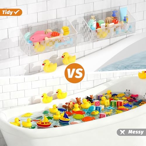 Natheeph Bath Toy Storage Holder Clear Bathtub Toy Storage Organizer - Image 5