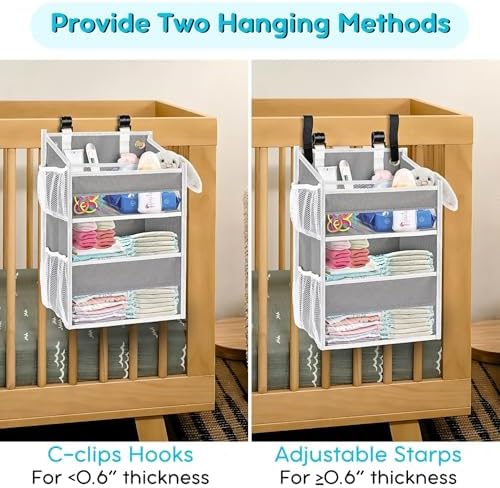 Hanging Diaper Organizer, 2 Tier Hanging Diaper Caddy, Holds 90+ Diapers - Image 5